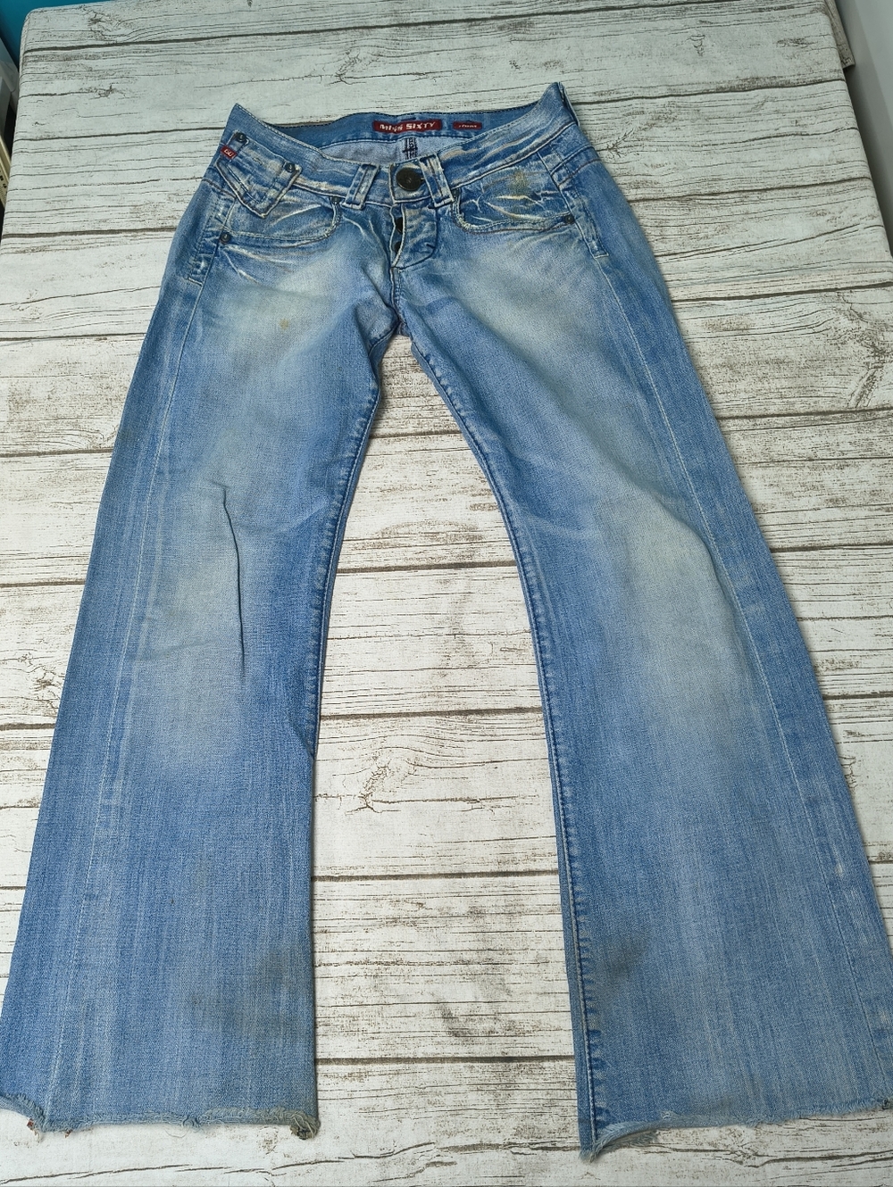 Vintage Miss Sixty Ultra Low Rise Y2K Wide Leg Jeans Size 26